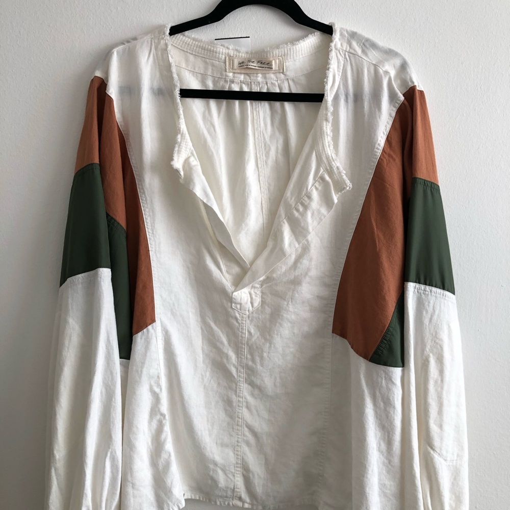 We The Free Ivory Blouse with Textured Detail